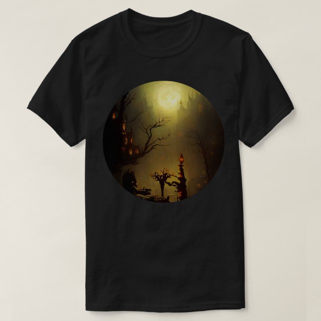 Spooky castle in the fog T-Shirt (Design Front)