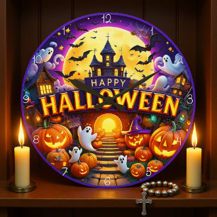 Spooky Castle  Large Clock
