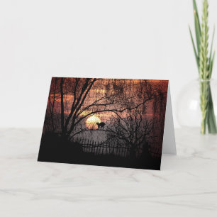 Spooky Cat and Branches Pagan Greeting Card
