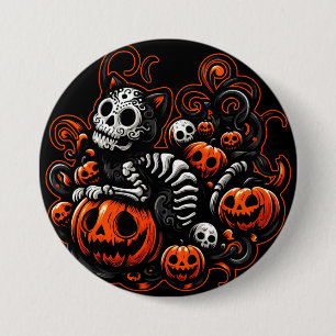 Spooky Cat and Pumpkins 7.5 Cm Round Badge