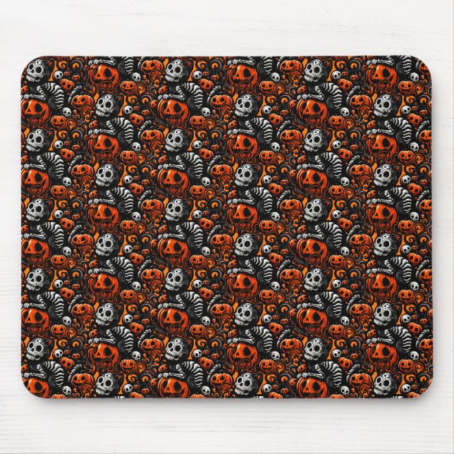 Spooky Cat and Pumpkins Mouse Mat (Front)
