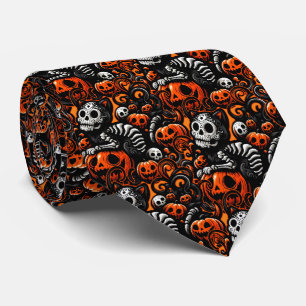 Spooky Cat and Pumpkins Tie