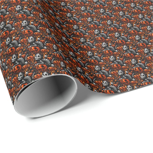 Spooky Cat and Pumpkins Wrapping Paper (Roll Corner)
