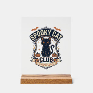 Spooky Cat Club Cat Halloween Spooky Cat Vintage V Acrylic Sign