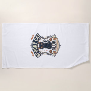 Spooky Cat Club Cat Halloween Spooky Cat Vintage V Beach Towel