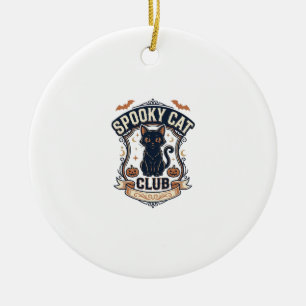 Spooky Cat Club Cat Halloween Spooky Cat Vintage V Ceramic Tree Decoration