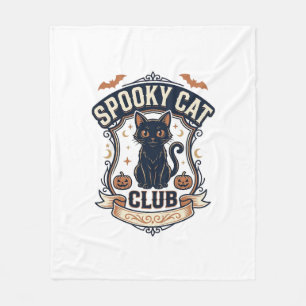 Spooky Cat Club Cat Halloween Spooky Cat Vintage V Fleece Blanket