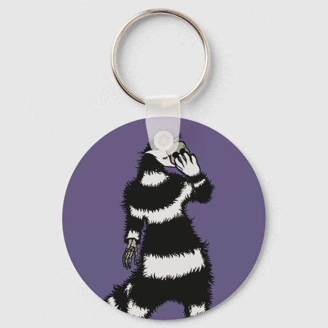 Spooky Cat Creature Skeleton Hand Skull Mask Key Ring (Front)