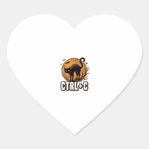 Spooky Cat CTRL C Vintage Halloween Vector Design_ Heart Sticker