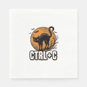 Spooky Cat CTRL C Vintage Halloween Vector Design_ Napkin