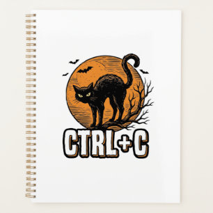 Spooky Cat CTRL C Vintage Halloween Vector Design_ Planner