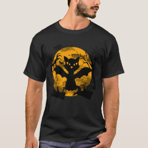 Spooky Cat, Funny Halloween, kitty wearing a bat c T-Shirt