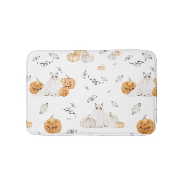 Spooky Cat Halloween Bath Mat (Front)