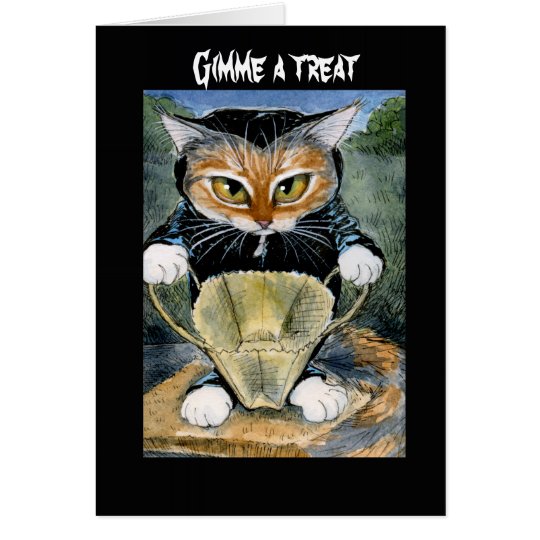 Spooky Cat in Halloween costume card or invitation