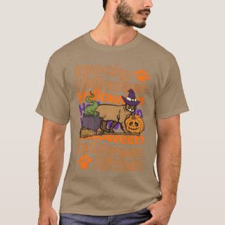 Spooky Cat Kitten Halloween cat Chausie cat retro T-Shirt