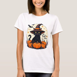 Spooky Cat Mum Halloween T-Shirt – Cute Black Cat 