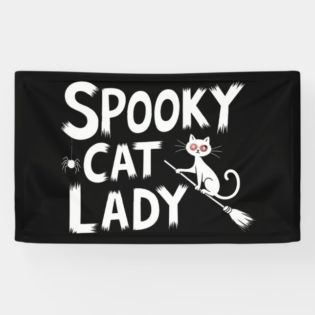 Spooky Cat Mum Spooky Cat Lady Halloween Cat Mum  Banner (Horizontal)