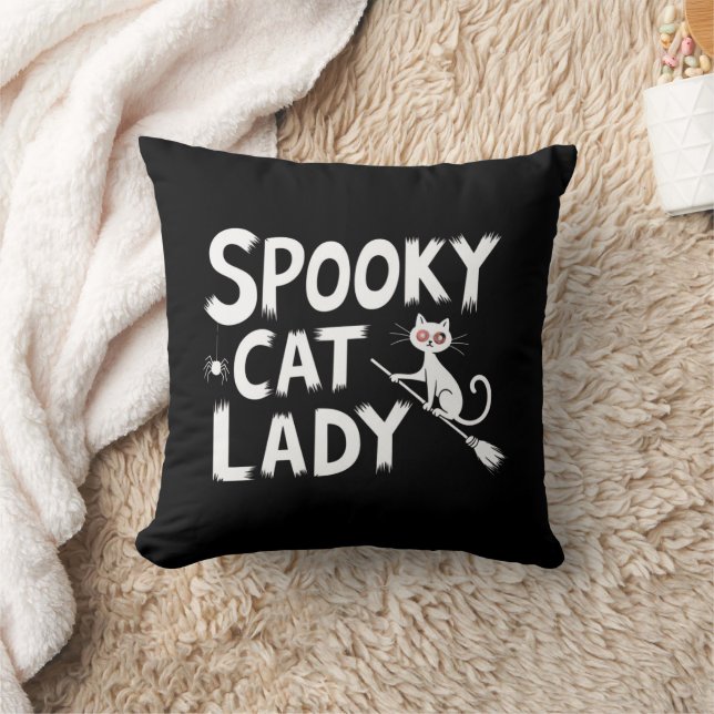 Spooky Cat Mum Spooky Cat Lady Halloween Cat Mum  Cushion (Blanket)