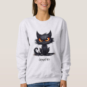Spooky Cat Orange Eyes Halloween Sweatshirt