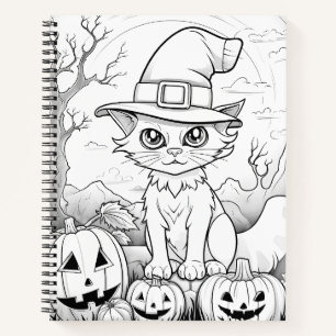 Spooky Cat & Pumpkins   Halloween Notebook