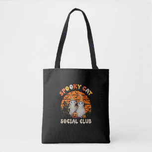 Spooky Cat Social Club Boo Ghost Witch Black Cats Tote Bag