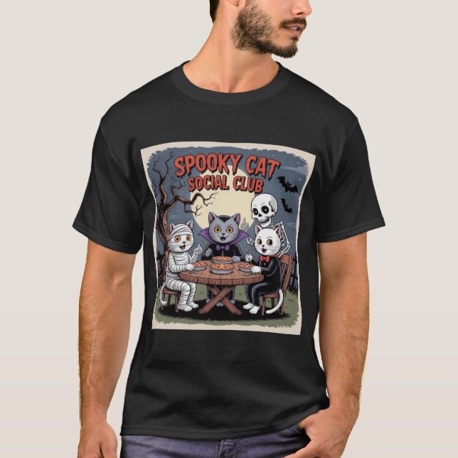 Spooky Cat Social Club: Halloween Pie Party T-Shirt (Front)