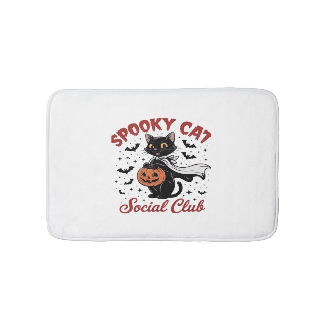 Spooky Cat Social Club PNG - Cute Halloween Classi Bath Mat (Front)