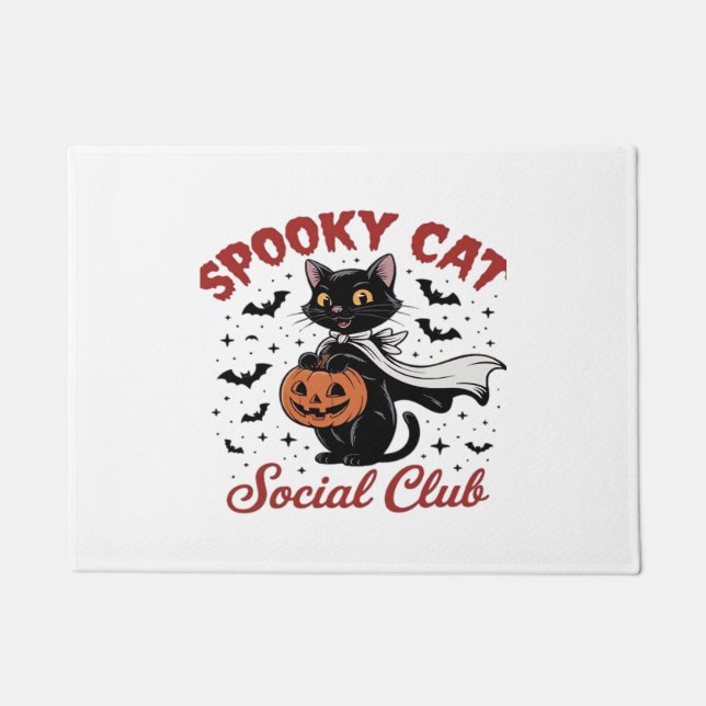 Spooky Cat Social Club PNG - Cute Halloween Classi Doormat (Front)