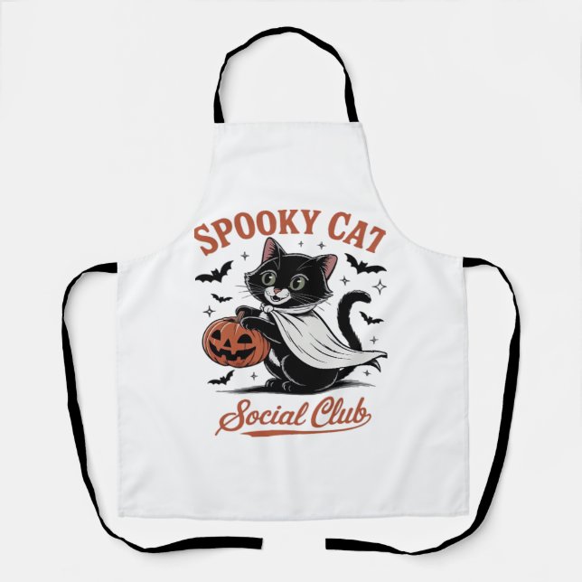Spooky Cat Social Club PNG - Cute Kitten Classic T Apron (Front)