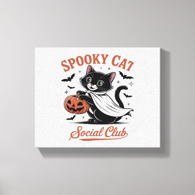 Spooky Cat Social Club PNG - Cute Kitten Classic T Canvas Print (Front)