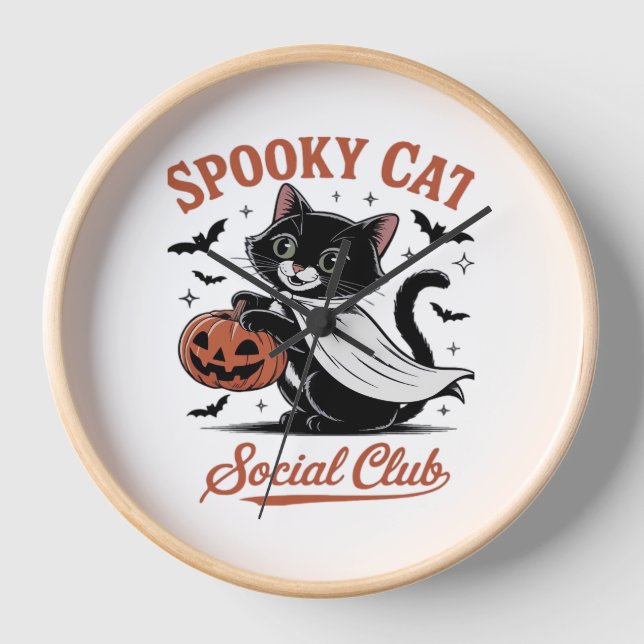 Spooky Cat Social Club PNG - Cute Kitten Classic T Clock (Front)