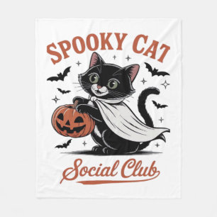 Spooky Cat Social Club PNG - Cute Kitten Classic T Fleece Blanket