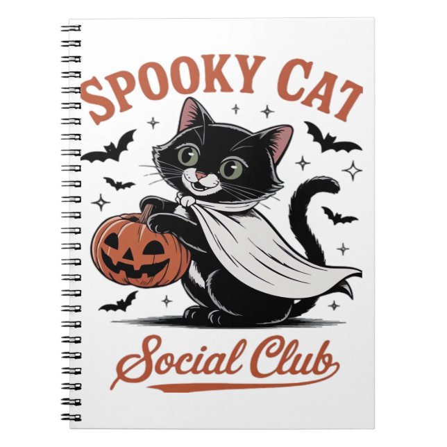Spooky Cat Social Club PNG - Cute Kitten Classic T Notebook (Front)