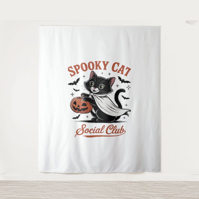 Spooky Cat Social Club PNG - Cute Kitten Classic T Tapestry (Front)