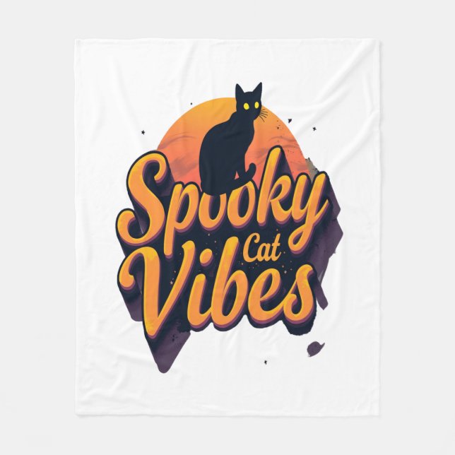 Spooky Cat Vibes 2 Fleece Blanket (Front)