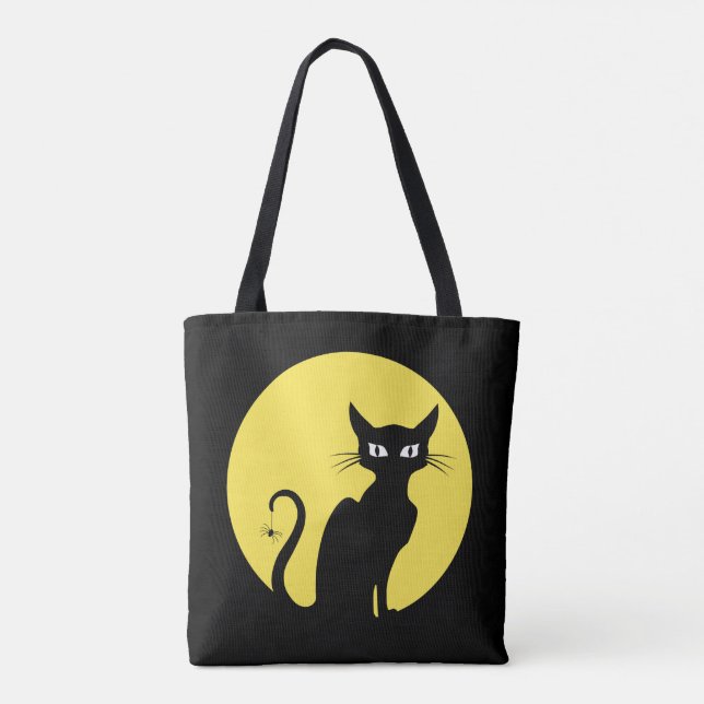 Spooky Cat with Spider Tote Bag (Back)