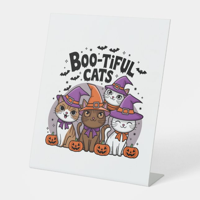 Spooky Cats and Pumpkins Pedestal Sign (Front)