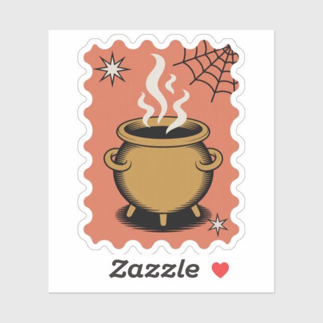 Spooky Cauldron Halloween Postage Stamp (Sheet)