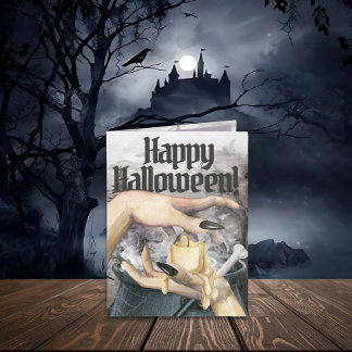 Spooky Cauldron Witch Halloween Card