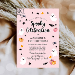 Spooky Celebration Ghost Halloween Birthday Party Invitation