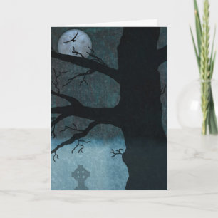 Spooky cemetery card