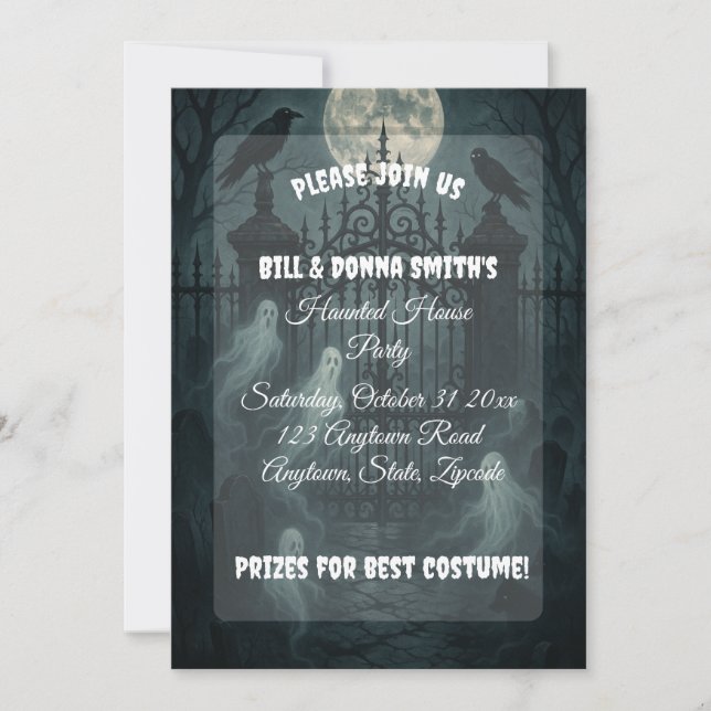 Spooky Cemetery Graveyard Halloween Party  Invitation (Front)