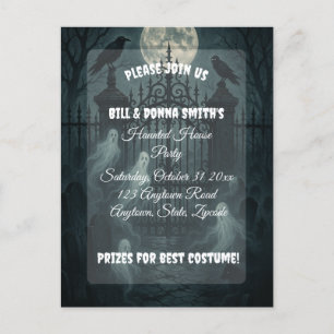 Spooky Cemetery Graveyard Halloween Party  Invitation Postcard