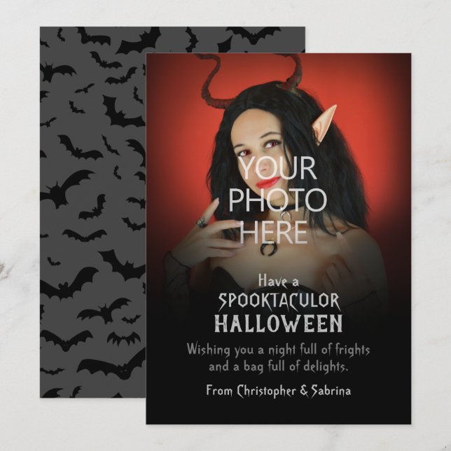 Spooky Change Photo Image Halloween Greeting Holiday Card (Front/Back)