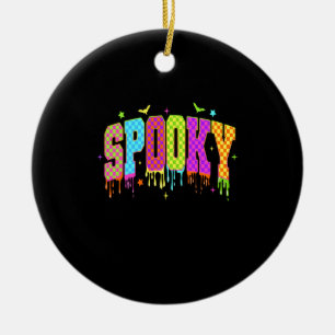 Spooky Checkered Halloween Ceramic Tree Decoration