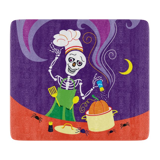 Spooky Chef Cooking a Pumpkin Cutting Board (Front)