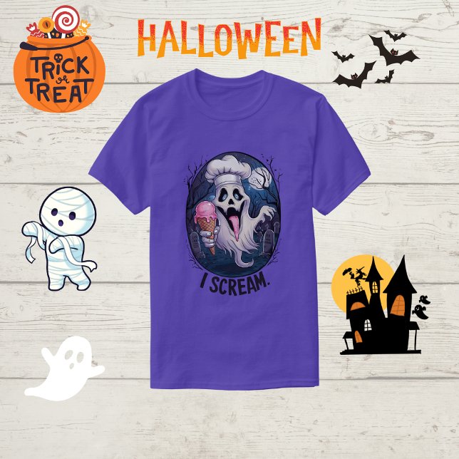 Spooky Chef Ghost Ice Cream Halloween Funny Men's T-Shirt (Creator Uploaded)