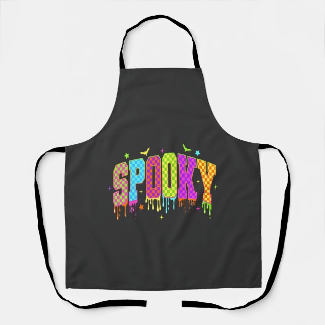 Spooky Chequered Halloween Apron (Front)