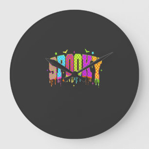 Spooky Chequered Halloween Large Clock