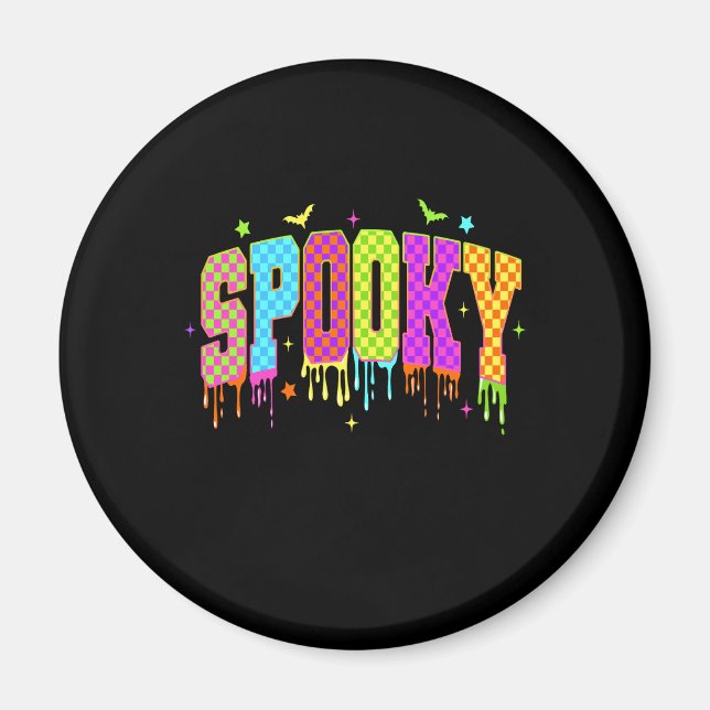 Spooky Chequered Halloween Magnet (Front)